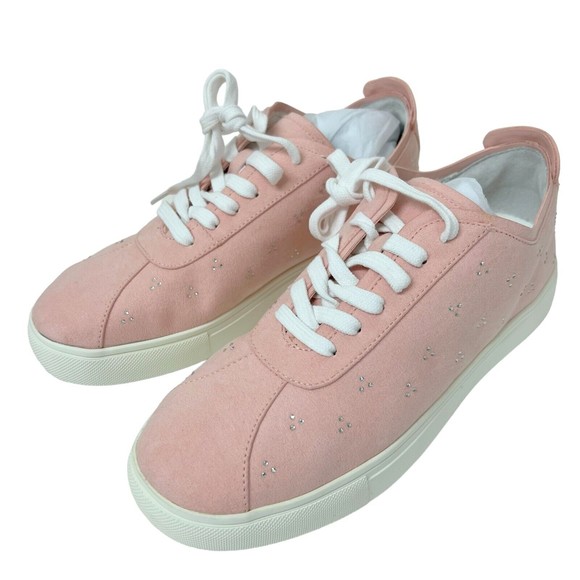 Isaac Mizrahi Sneakers ~ 8M Faux Suede Lace Up Crystal Pink Shoes Fashion NEW - Picture 1 of 8